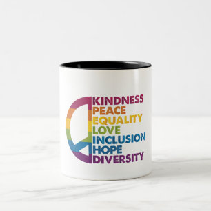 Tasse 2 Couleurs Gentillesse Paix Égalité Amour Inclusion Espoir Di