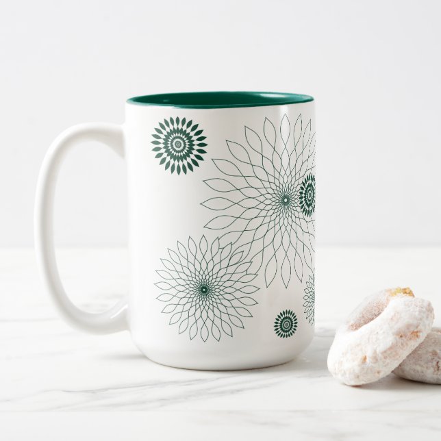 Tasse 2 Couleurs Geometric Flower〜グリーン〜 (Avec donut)