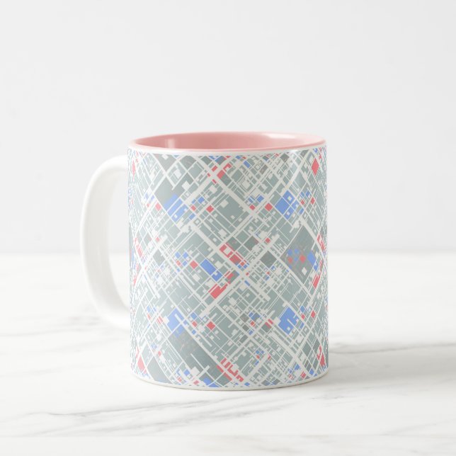 Tasse 2 Couleurs Géométrie abstraite moderne. (Devant gauche)