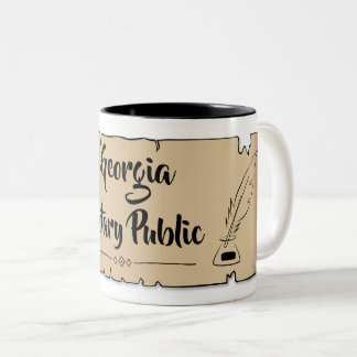 Tasse 2 Couleurs Géorgie Notaire Public Scroll Feather Quather