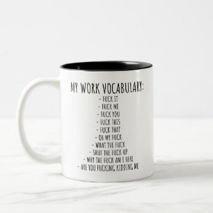 Tasse 2 Couleurs Gif de vocabulaire de travail sarcastique et drôle