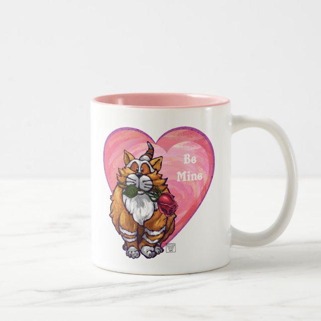 Tasse 2 Couleurs Ginger Cat Saint-Valentin (Droit)