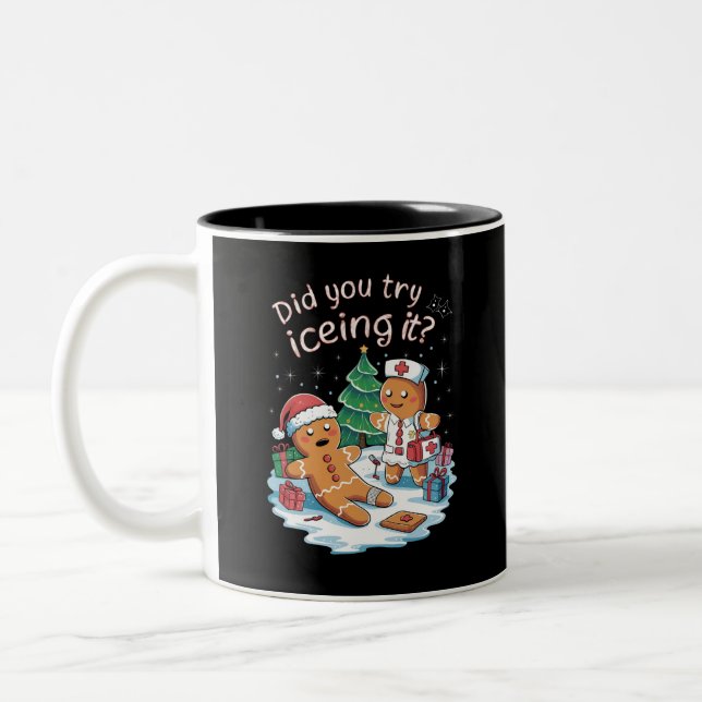 Tasse 2 Couleurs Gingerbread Homme Cookie laide Sweat Oh Snap Xmas (Gauche)