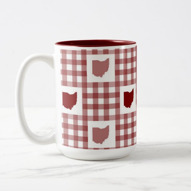 Tasse 2 Couleurs Gingham Rouge de l'Ohio (Gauche)
