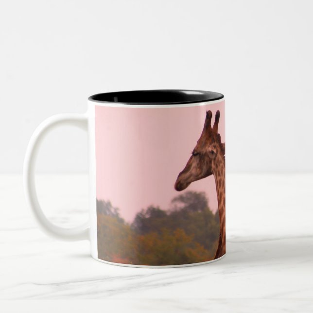 Tasse 2 Couleurs Girafe au ciel rose (Gauche)
