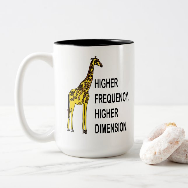Tasse 2 Couleurs Girafe drôle de jeu de mots (Avec donut)