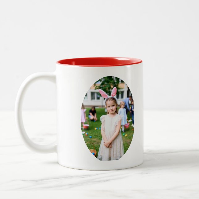 Tasse 2 Couleurs Girl Photo Hunting Eggs with Rabbit Ears (Gauche)