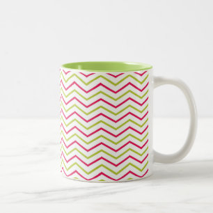 Tasse 2 Couleurs Girl Pink et Lime Chevron