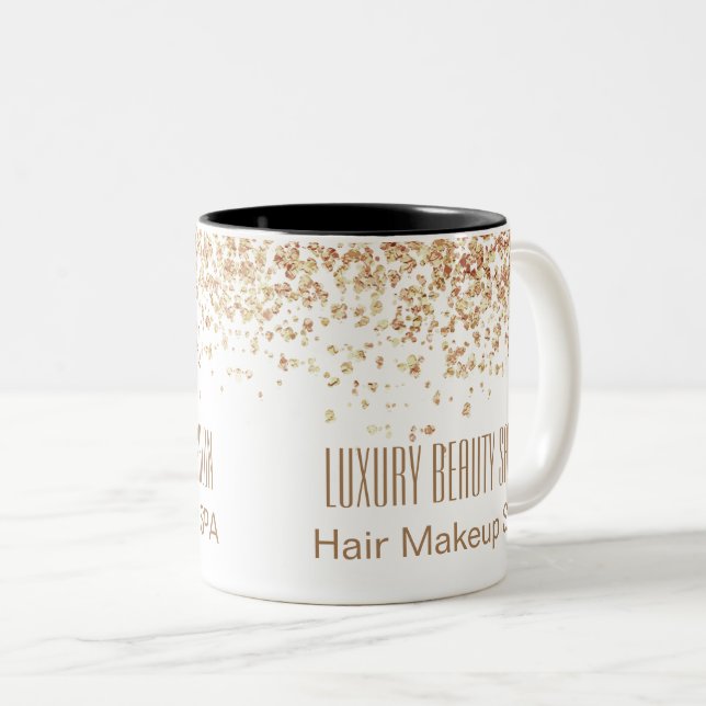 Tasse 2 Couleurs Girls Brownish Glittery Luxury Beauty Salon (Devant droit)