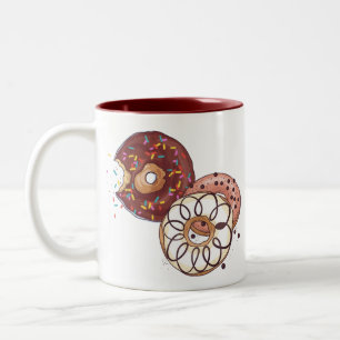 Tasse 2 Couleurs Glaçage Chocolat Avec Saupoudrer Aquarelle Donut