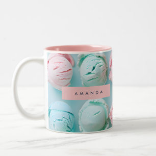 Tasse 2 Couleurs Glace personnalisée élégante à rayures pastel