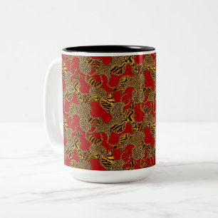 Tasse 2 Couleurs Glamour Urbain Imprimé Animal Avec Chaînes Sur Fon