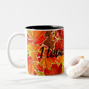 Tasse 2 Couleurs Glitterie Feuilles automne/automne