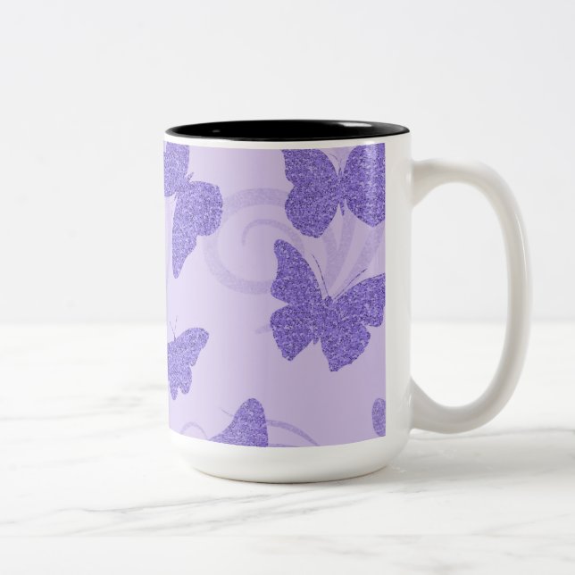 Tasse 2 Couleurs Glittery Lilac Butterflies (Droit)