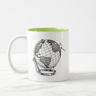 Tasse 2 Couleurs Globe de l'équateur brodé