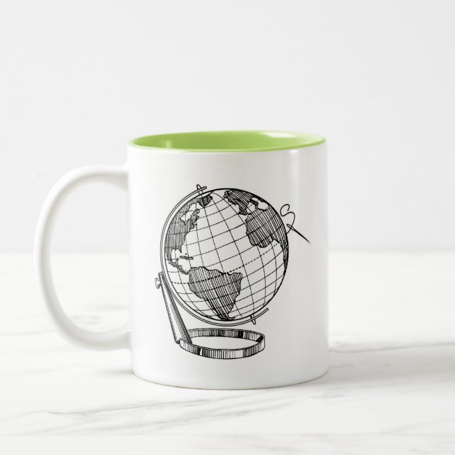 Tasse 2 Couleurs Globe de l'équateur brodé (Gauche)