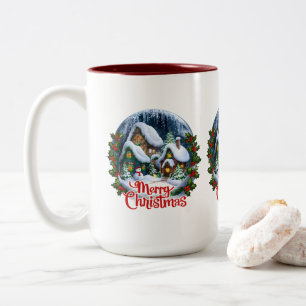 Tasse 2 Couleurs Globe des neiges du village d'hiver