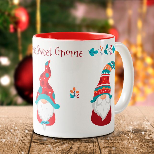 Tasse 2 Couleurs Gnome Sweet Gnome Mignet Moderne Simple Vacances E (Créateur téléchargé)