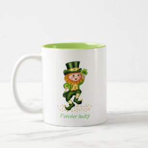 Tasse 2 Couleurs Gnome Vert Chanceux Forever & Monogramme