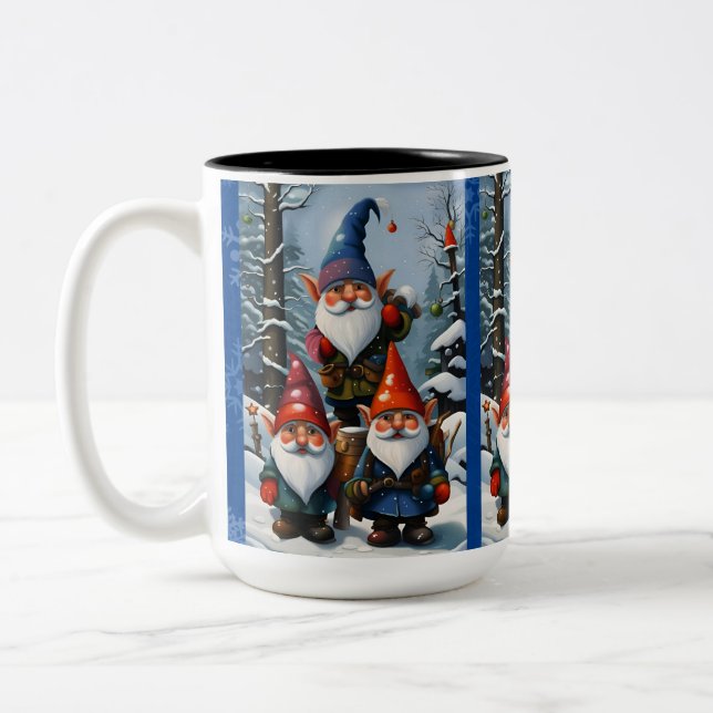 Tasse 2 Couleurs Gnomes de la forêt hivernale (Gauche)