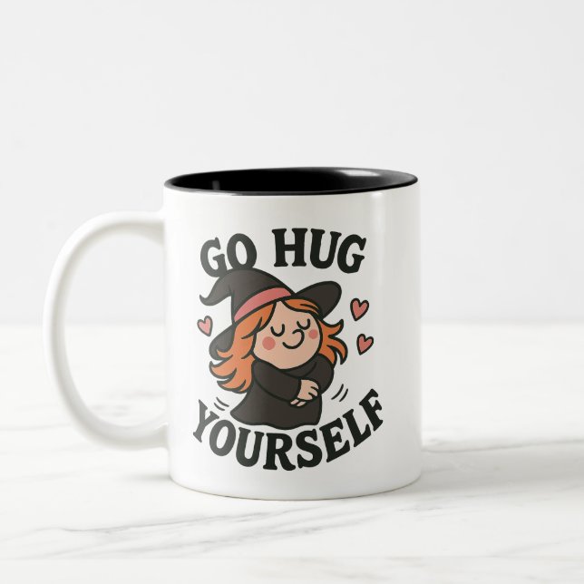 Tasse 2 Couleurs Go Hug Yourself Witch – Cute Halloween Self-Love (Gauche)
