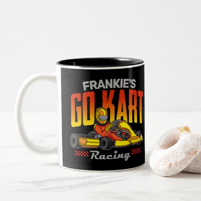 Tasse 2 Couleurs Go Kart Racing Personnalisé Motorsport Karting (Avec donut)