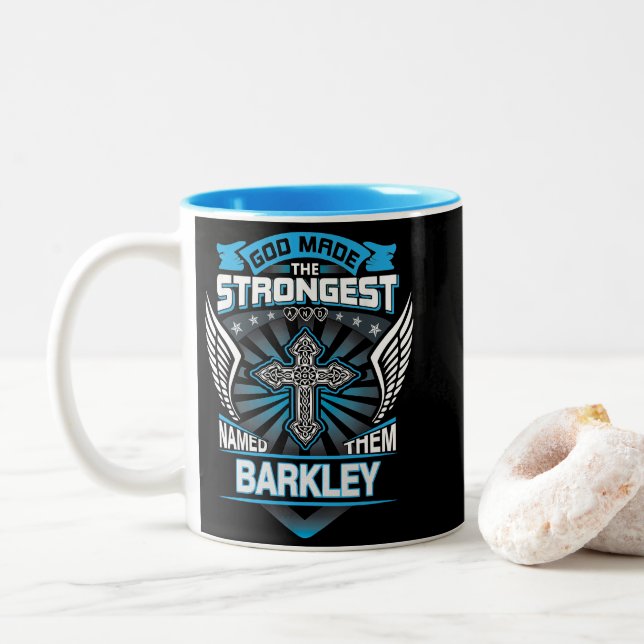 Tasse 2 Couleurs God Made The Strongest And Named Them Barkley (Avec donut)
