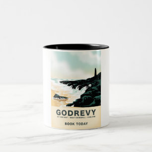 Tasse 2 Couleurs Godrevy St Ives Bay, Cornwall ouest poster de voya