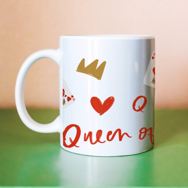 Tasse 2 Couleurs Gold Crown Queens of Hearts Jouer aux cartes Café (Gold Crown Queens of Hearts Playing Cards Coffee Two-Tone Coffee Mug)