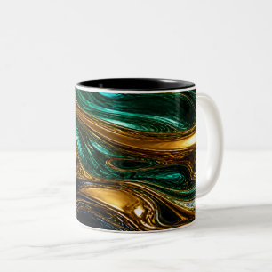 Tasse 2 Couleurs Gold Emerald Sapphire Fluid Art