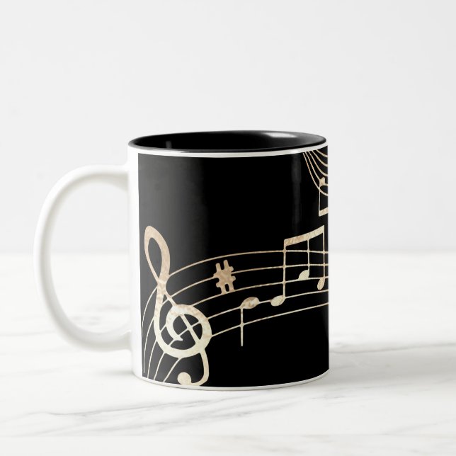 Tasse 2 Couleurs Gold Music Notes sur Black Medium (Gauche)