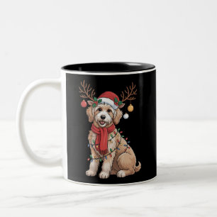 Tasse 2 Couleurs Golden Doodle Magnifique Renne Arbre de Noël 