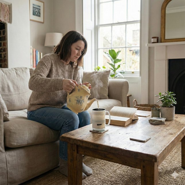 Tasse 2 Couleurs Golden Hour Mist & Boat Scenery, 15 oz (Créateur téléchargé)