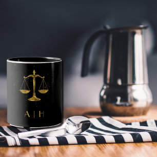 Tasse 2 Couleurs Golden Libra Zodiac Design - Monogramme personnali