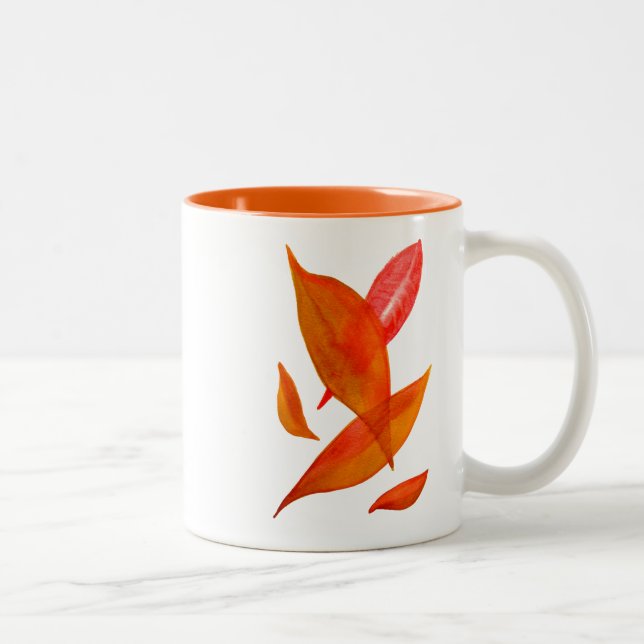 Tasse 2 Couleurs Golden Orange Auto Fall leaf moderne (Droit)