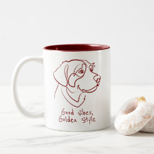 Tasse 2 Couleurs Golden Retriever - Bonne Vibration, Style Doré