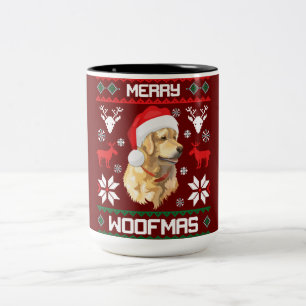 Tasse 2 Couleurs Golden Retriever Chien Merry Woofmas Sweat de Noël