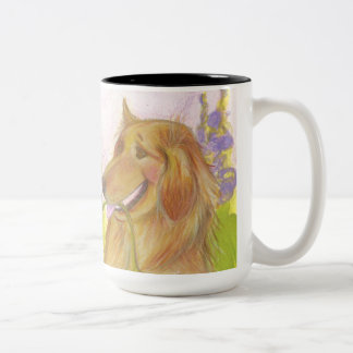 Tasse 2 Couleurs Golden retriever, fleurs et abeilles/tasse