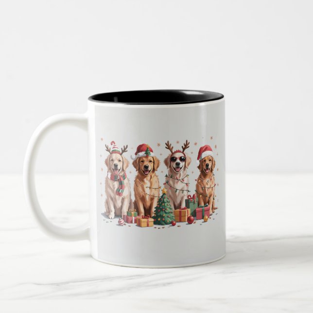 Tasse 2 Couleurs Golden Retriever Noël Lover Chien Maman Noël (Gauche)