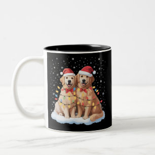 Tasse 2 Couleurs Golden Retriever Noël Santa Hat Reindee