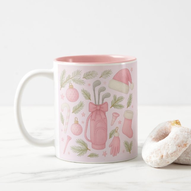 Tasse 2 Couleurs Golf à thème Rose pour femme Golfing (Avec donut)
