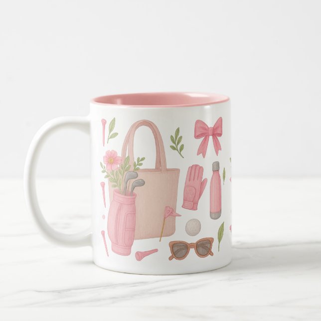 Tasse 2 Couleurs Golf à thème Rose pour femme Golfing (Gauche)