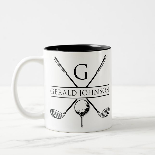 Tasse 2 Couleurs Golf Design Monogramme Modèle (Gauche)