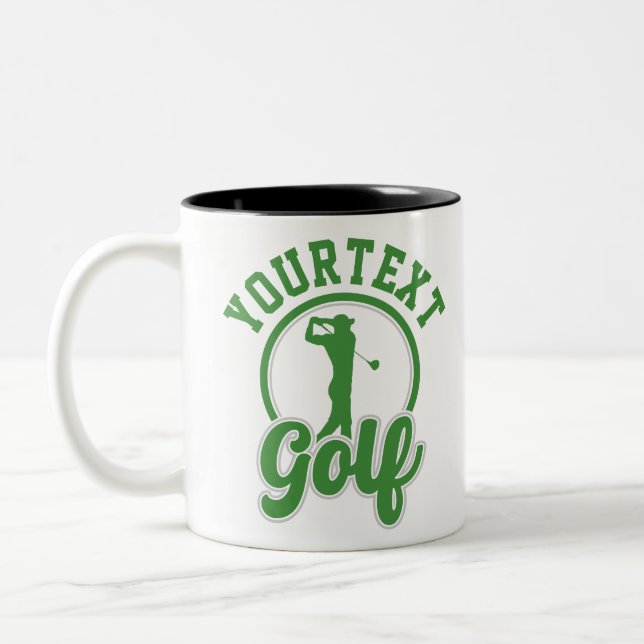 Tasse 2 Couleurs Golf personnalisé AJOUTER NOM Retro Pro Golfer Swi (Gauche)