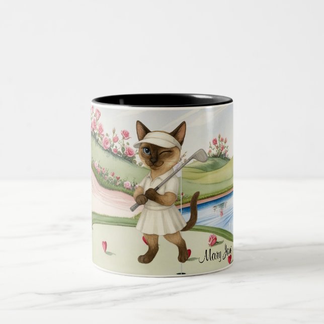 Tasse 2 Couleurs Golfer themed Woman Bachelorette Bride Cat Lovers (Centre)