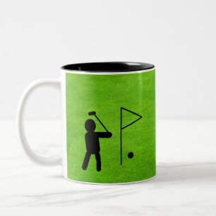 Tasse 2 Couleurs Golfeur personnalisé à Hole Silhouette sur Greens