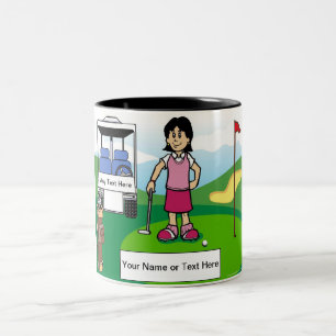 Tasse 2 Couleurs Golfeur personnalisé - Dessin féminin