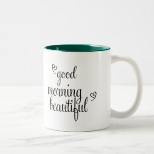 Tasse 2 Couleurs Good Morning Beau texte avec les coeurs
