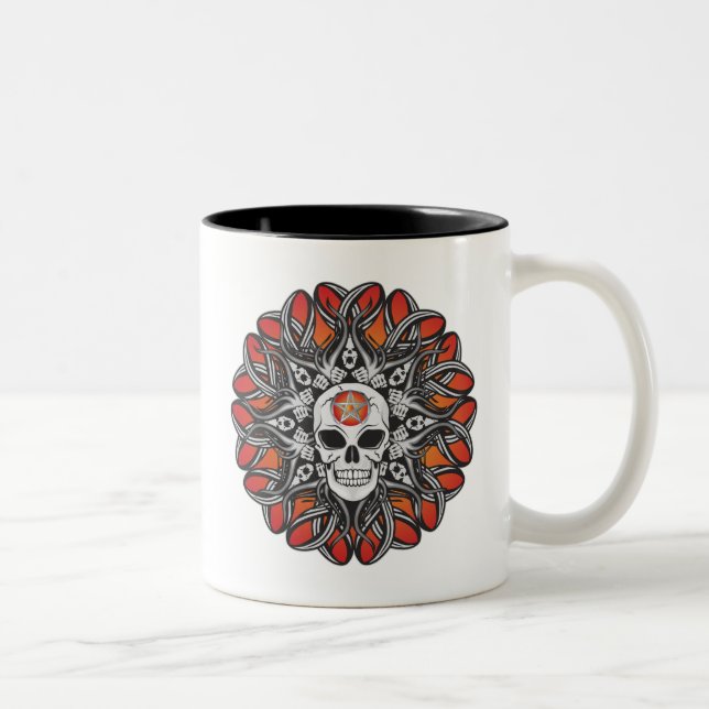 Tasse 2 Couleurs Goth Skull - Orange (Droit)
