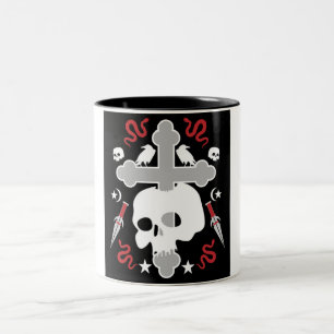 Tasse 2 Couleurs Goth Sous-Culture Crâne et croix